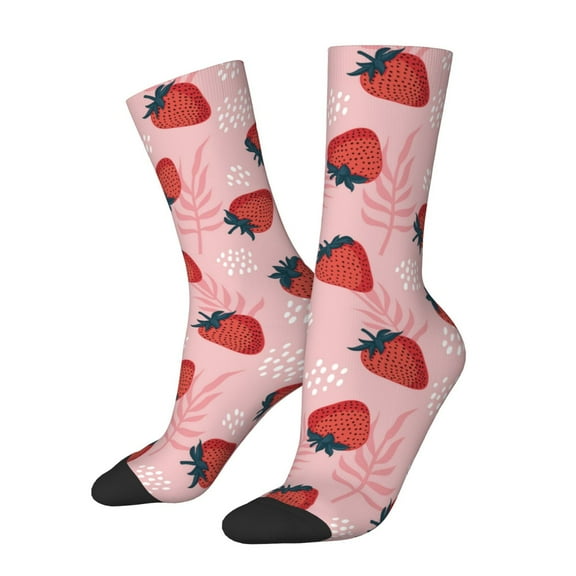 Balery Strawberries Pattern Crew Socks Unisex– Soft & Breathable Socks for Men & Women, One-Size Fits Most (US 5-11), Comfortable & Durable for Daily Wear
