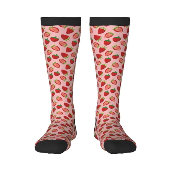 Balery Strawberries Printed Novelty Socks Men's Women's Crew Socks Sports Socks Knee High Socks Cotton Socks Quirky and Cool Socks