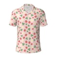 thumbnail image 1 of Balery Strawberry And Flowers Printed Men’s Short Sleeve Polo Shirt, Midweight Men's Shirt,Golf Polo shirts -4X-Large, 1 of 9