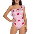 thumbnail image 1 of Balery Strawberry And Heart One Shoulder Swimsuits for Women Ruffle Swimsuits Tummy Control One Shoulder Bathing Suits-, 1 of 8