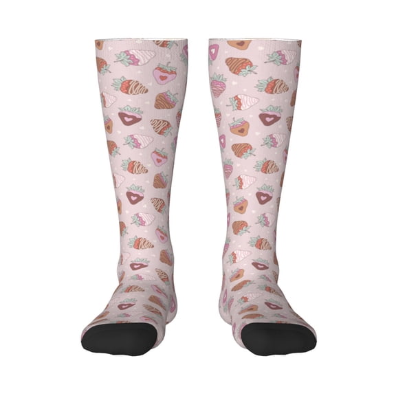 Balery Strawberry Cake Printed Novelty Socks Men's Women's Crew Socks Sports Socks Knee High Socks Cotton Socks Quirky and Cool Socks
