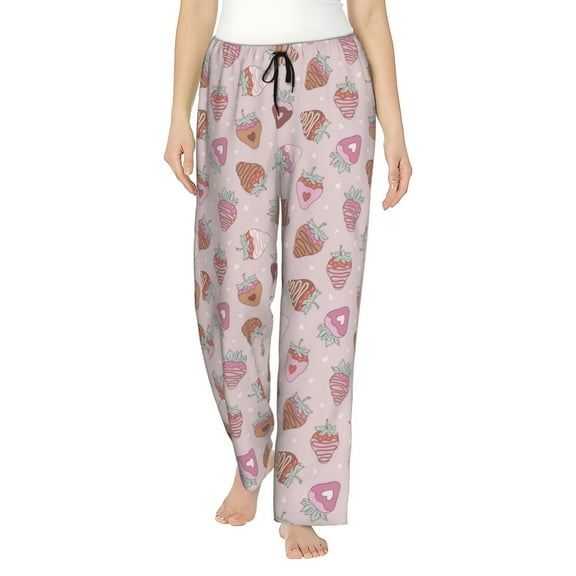 Balery Strawberry Cake print Women's Pajama Pants,Ultra Lightweight Pjs,Lounge Pant-Small