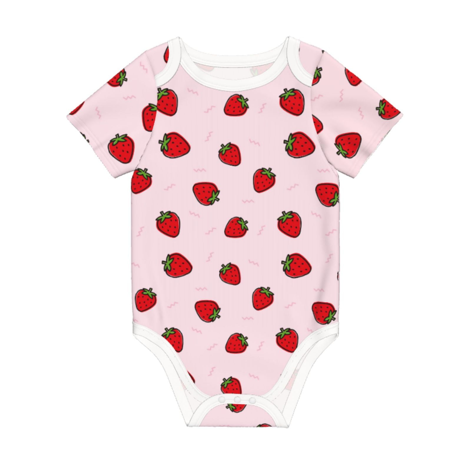 Baby Girl Strawberry Pattern Mesh Ruffle Neck Patchwork bodysuit Bodysuit