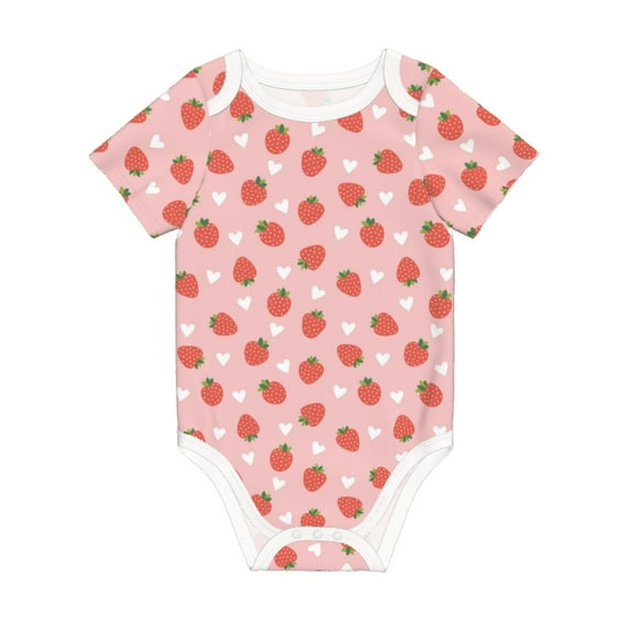 Balery Strawberry Pattern Baby Climbing Clothes Infant Bodysuit Cute Infant Bodysuit Baby Romper-18 Months
