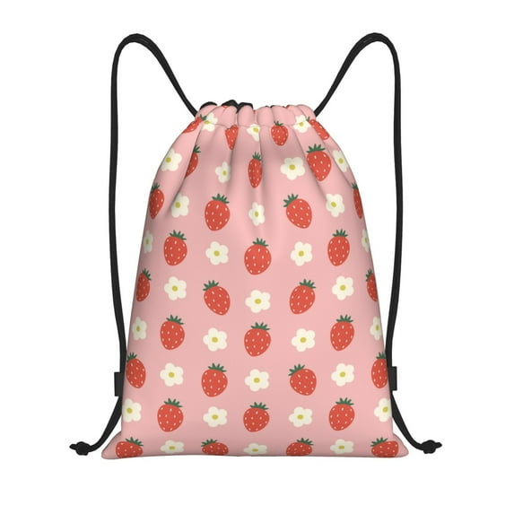 Balery Strawberry Pattern Drawstring Backpack Bag Sport Gym Sackpack Cinch Bags Pattern Drawstring Backpack Bag Sport Gym Sackpack Cinch Bags -Small