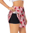 thumbnail image 1 of Balery Strawberry Pattern Women's Running Shorts with Liner 2 Pockets Elastic Workout Athletic Gym Yoga Shorts-Small, 1 of 7