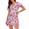 thumbnail image 1 of Balery Strawberry Popsicle Pattern Womens Short Sleeve Sleepshirt Scoopneck Cute Nightdress Comfy Nightgown Loungewear Dress, 1 of 6