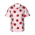 thumbnail image 1 of Balery Strawberry Print Men's Hawaiian Shirts Short Sleeve Beach Shirt Relaxed Fit Vacation Button Down Shirts-Large, 1 of 9