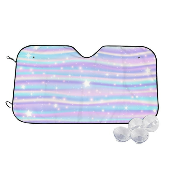 Balery Striped Gradient Windshield Sun Shade, Car Front Window Sunshade Cover ,Automotive Interior Portected Blocks Uv Rays For Car Pickup Truck Suv Accessories- Medium