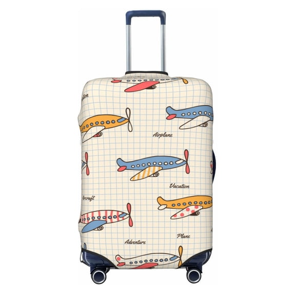 Balery Striped Vintage Planes Luggage Cover Protector, Scratch And Dirt Resistant, Fits 18-32 Inch Luggage - Small