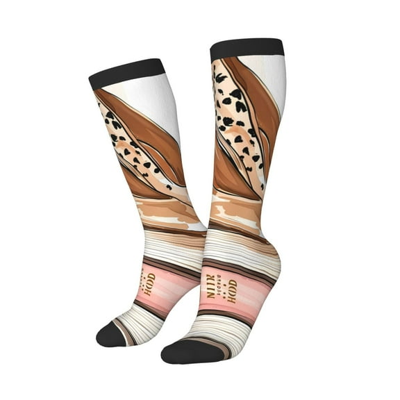 Balery Stylish High Heels On Books Printed Novelty Socks Men's Women's Crew Socks Sports Socks Knee High Socks Cotton Socks Quirky and Cool Socks