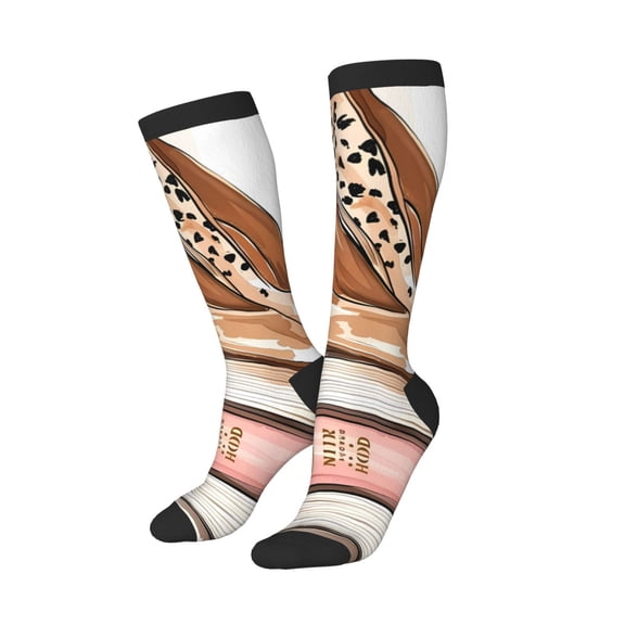 Balery Stylish High Heels On Books Printed Novelty Socks Men's Women's Crew Socks Sports Socks Knee High Socks Cotton Socks Quirky and Cool Socks