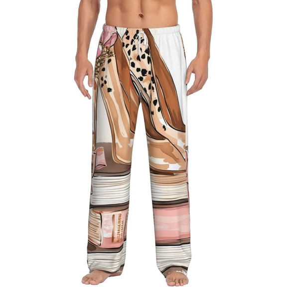 Balery Stylish High Heels On Books print Men's Pajama Pants,Ultra Lightweight Pjs,Lounge Pant-Medium