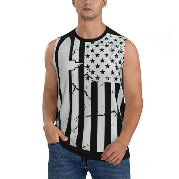Balery Submarine Vintage Flag Men's Sleeveless Muscle Shirts Workout Tank Top, Moisture Wicking, Odor Protection-XX-Large