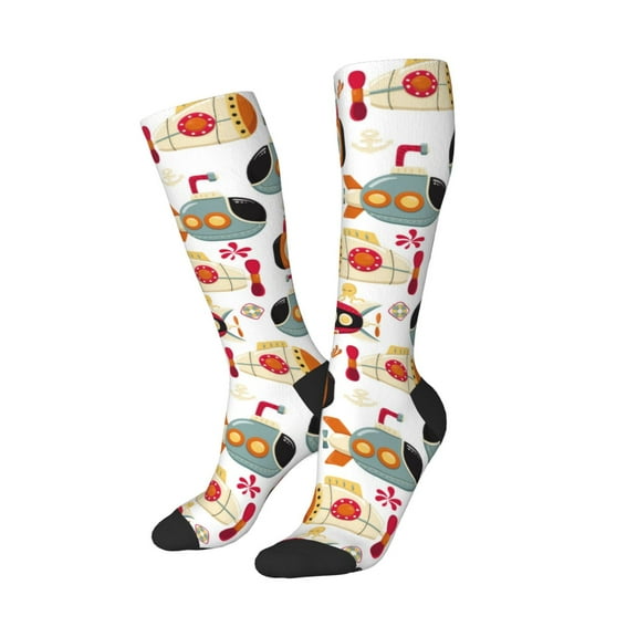 Balery Submarines Printed Novelty Socks Men's Women's Crew Socks Sports Socks Knee High Socks Cotton Socks Quirky and Cool Socks