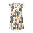 Balery Summer Cactus With Blooming Princess Nightgown for Girls Flutter