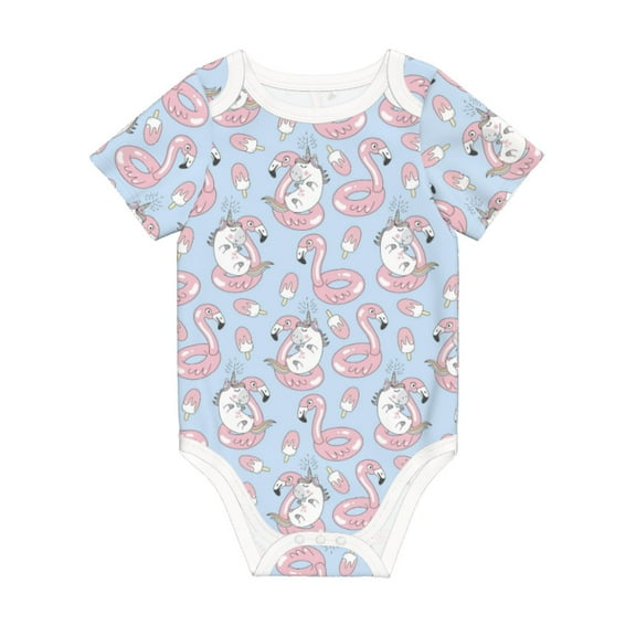 Balery Summer Cute Unicorns Pattern Baby Climbing Clothes Infant Bodysuit Cute Infant Bodysuit Baby Romper-3 Months