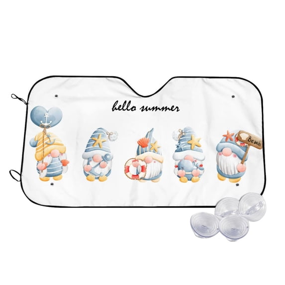 Balery Summer Gnome Print Car Windshield Sun Shade,Windshield Sunshade for Car Pickup Truck SUV Accessories-Medium