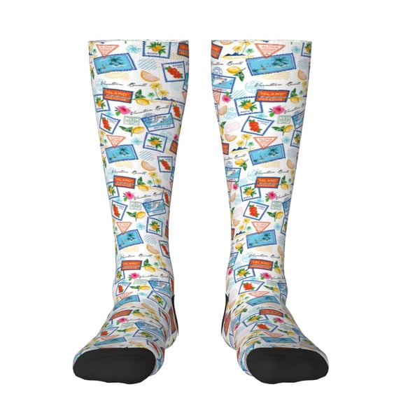 Balery Summer Stamp Printed Novelty Socks Men's Women's Crew Socks Sports Socks Knee High Socks Cotton Socks Quirky and Cool Socks