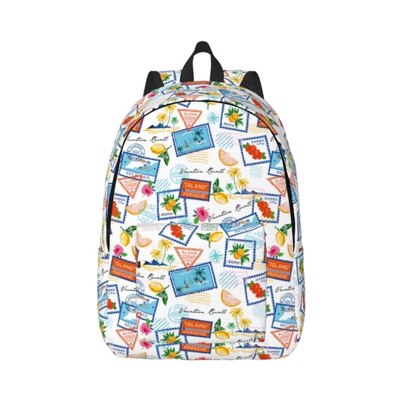 Balery Summer Stamp Vintage Canvas Backpack for Men and Women - Large Capacity, Durable Travel Laptop Bag for School, Work, Hiking, and Outdoor Activities