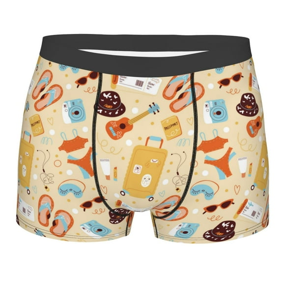 Balery Summer Travel Men's Boxer Briefs, Soft and Breathable Cotton Underwear with nylon Waistband-Small