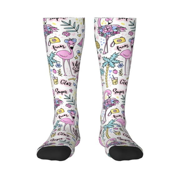 Balery Summer With Flamingo Fun Novelty Socks Men'S Women'S Crew Socks Funny Crazy Novelty Socks Quirky And Cool Socks