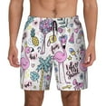 thumbnail image 1 of Balery Summer with Flamingo Mens Swim Trunks Swim Shorts for Men Quick Dry Inseam Beach Shorts with Compression Liner Pocket-Small, 1 of 9