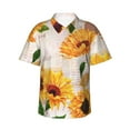 thumbnail image 1 of Balery Sunflower 5 Print Men's Hawaiian Shirts Short Sleeve Beach Shirt Relaxed Fit Vacation Button Down Shirts-Large, 1 of 9