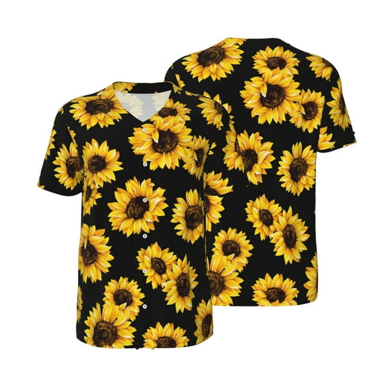 Balery Sunflower 6 Baseball Jersey for Men Casual Button Down Shirts Short Sleeve Active Team Sports Uniform-Medium