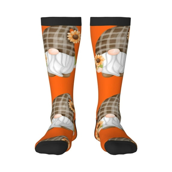 Balery Sunflower Gnomes 4 Printed Novelty Socks Men's Women's Crew Socks Sports Socks Knee High Socks Cotton Socks Quirky and Cool Socks