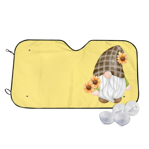 Balery Sunflower Gnomes 4 Print Car Windshield Sun Shade,Windshield Sunshade for Car Pickup Truck SUV Accessories-Small