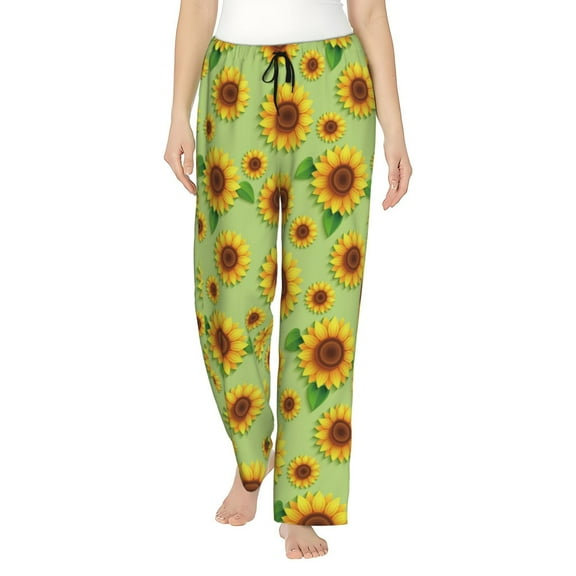 Balery Sunflower Leaves print Women's Pajama Pants,Ultra Lightweight Pjs,Lounge Pant-Small