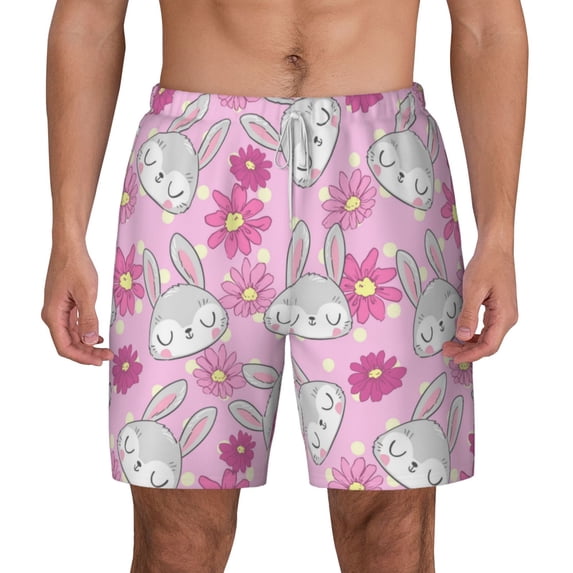 Balery Sunflower Rabbit Mens Swim Trunks Swim Shorts for Men Quick Dry Inseam Beach Shorts with Compression Liner Pocket-Small