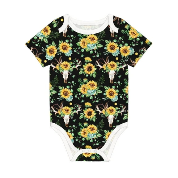 Balery Sunflower Skull Boho Pattern Baby Climbing Clothes Infant Bodysuit Cute Infant Bodysuit Baby Romper-3 Months