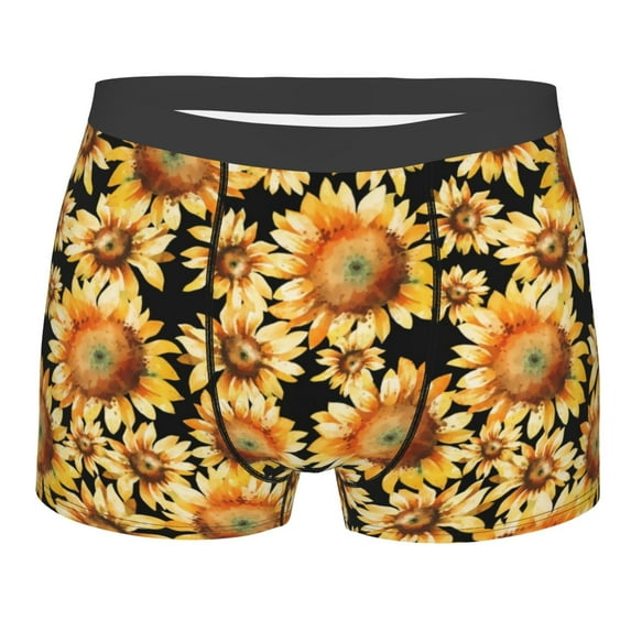 Balery Sunflowers 1 Men's Boxer Briefs, Soft and Breathable Cotton Underwear with nylon Waistband-Small