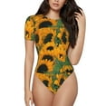 thumbnail image 1 of Balery Sunflowers 7 Women's Short Sleevee Crew Neck Bodysuit Tops Short Sleeve Tops Basic-Small, 1 of 9
