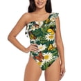 thumbnail image 1 of Balery Sunflowers And Butterflies One Shoulder Swimsuits for Women Ruffle Swimsuits Tummy Control One Shoulder Bathing Suits-X-Large, 1 of 8