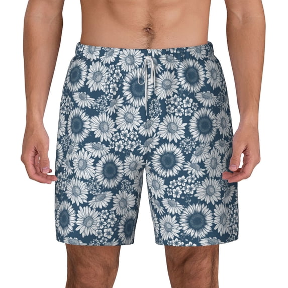 Balery Sunflowers Mens Swim Trunks Swim Shorts for Men Quick Dry Inseam Beach Shorts with Compression Liner Pocket-X-Large