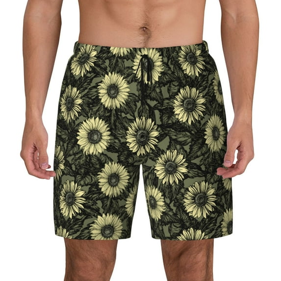 Balery Sunflowers Mens Swim Trunks Swim Shorts for Men Quick Dry Inseam Beach Shorts with Compression Liner Pocket-X-Large