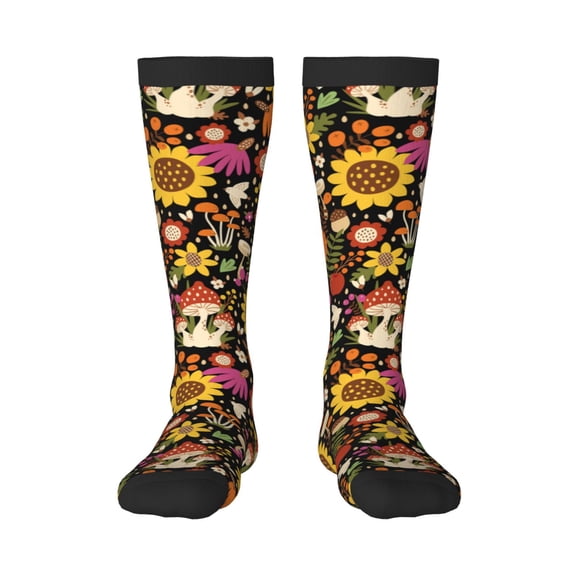 Balery Sunflowers Mushrooms Fun Novelty Socks Men'S Women'S Crew Socks Funny Crazy Novelty Socks Quirky And Cool Socks