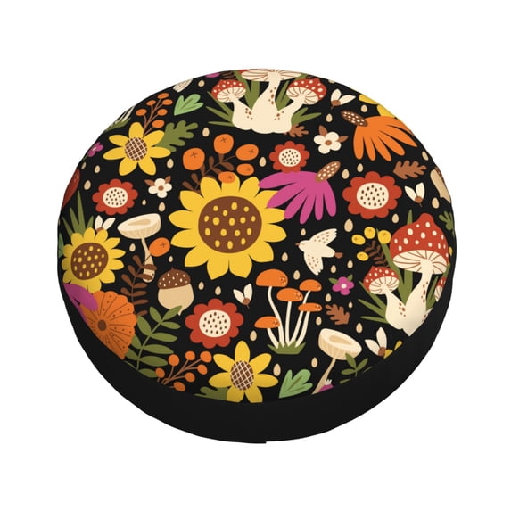 Balery Sunflowers Mushrooms Tire Covers - Tough Tire Wheel Protector for Truck, SUV, Trailer, Camper, RV -15 inch