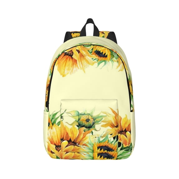 Balery Sunflowers On A Yellow Background Vintage Canvas Backpack for Men and Women - Large Capacity, Durable Travel Laptop Bag for School, Work, Hiking, and Outdoor Activities