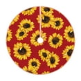 Balery Sunflowers On Red Printed Christmas Tree Skirt , Merry Christmas