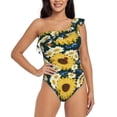 thumbnail image 1 of Balery Sunflowers One Shoulder Swimsuits for Women Ruffle Swimsuits Tummy Control One Shoulder Bathing Suits-XX-Large, 1 of 8