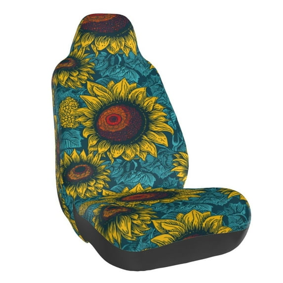 Balery Sunflowers Pattern Car Seat Cover - Soft & Breathable Front Premium Covers with Non-Slip Protector Fits Most Automotive, Vans, SUVs, Trucks - 1 Unit