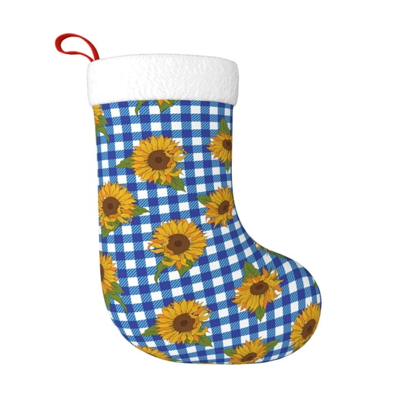 Balery Sunflowers Pattern Christmas Stockings with Initials, 18" Large Knit Christmas Stocking,Xmas Stocking for Kids, Holiday and Family Stocking