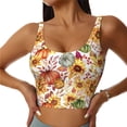 thumbnail image 1 of Balery Sunflowers Pumpkins And Autumn Leaves Pattern Racerback Sports Bras for Women - Padded Seamless High Impact Support for Yoga Gym Workout Fitness-Large, 1 of 8