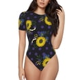 thumbnail image 1 of Balery Sunflowers Women's Short Sleevee Crew Neck Bodysuit Tops Short Sleeve Tops Basic-, 1 of 9