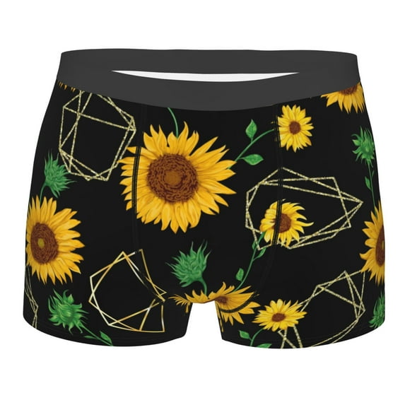 Balery Sunflowers3 Men's Boxer Briefs, Soft and Breathable Cotton Underwear with nylon Waistband-Medium