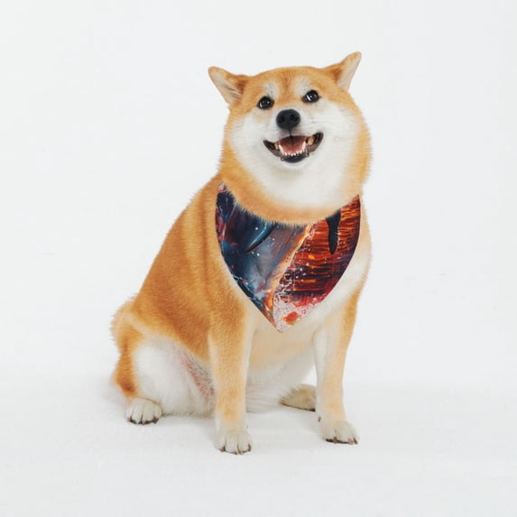 Balery Sunset Ocean Watercolor Dolphin Pattern Pet Scarf for Dogs and Cats – Stylish Reflective Design, Breathable & Durable Pet Bandana with Quick-Release Buckle-Large